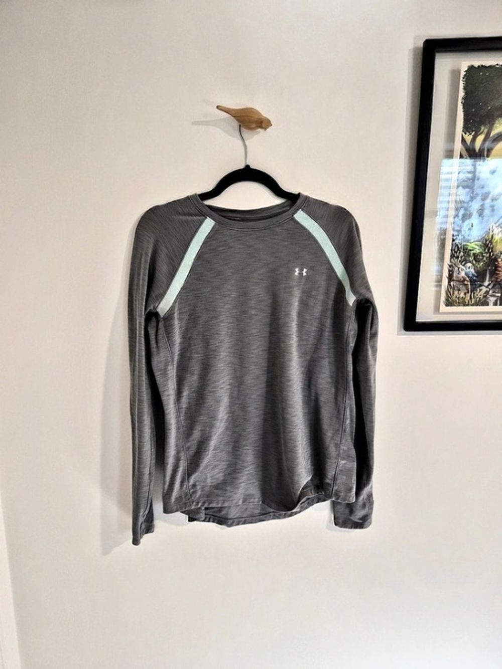 Under Armour ColdGear Fitted Long-Sleeve Crew Gray & Green XL